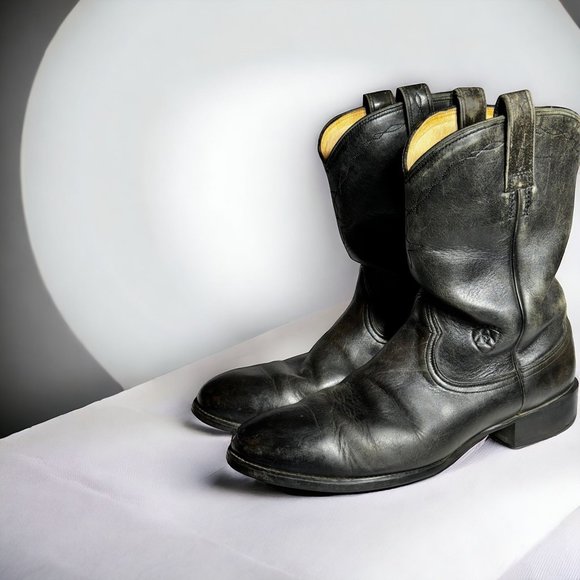 Ariat Mens Roper Black Cowboy Boot 35501 Pull On - Picture 1 of 14